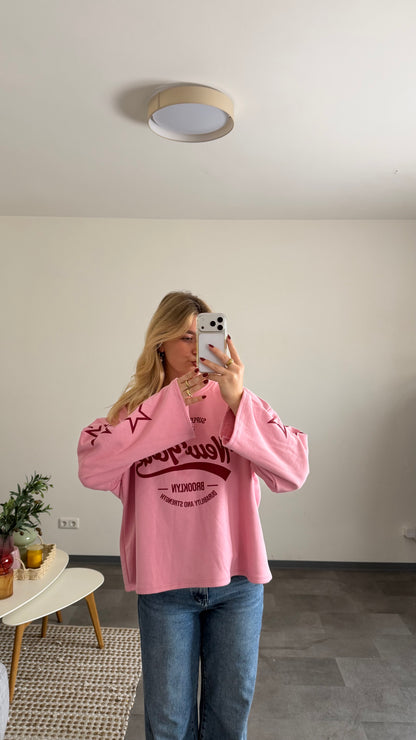 STAR SLEEVE SWEATER PINK