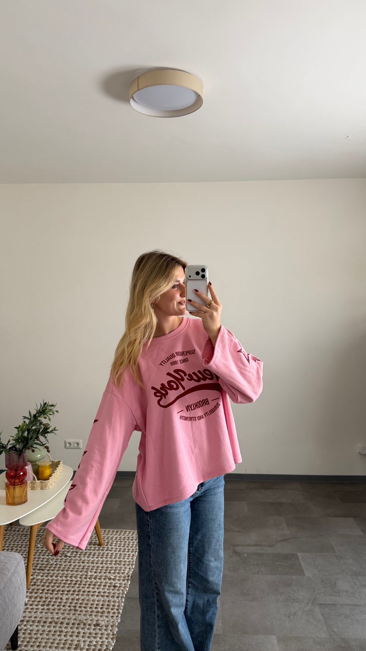 STAR SLEEVE SWEATER PINK