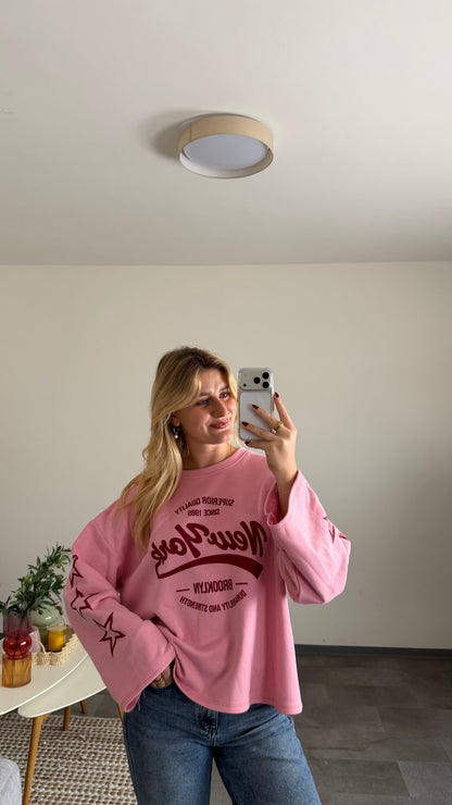 STAR SLEEVE SWEATER PINK