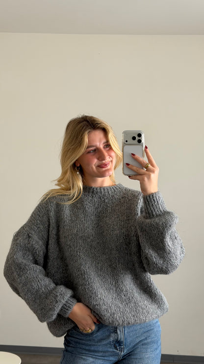 BASIC KNIT PULLOVER GREY