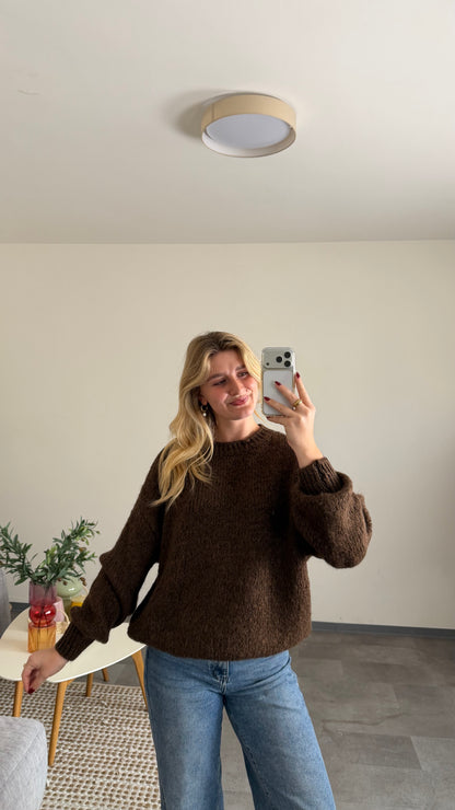 BASIC KNIT PULLOVER CHOCLATE