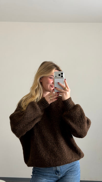 BASIC KNIT PULLOVER CHOCLATE