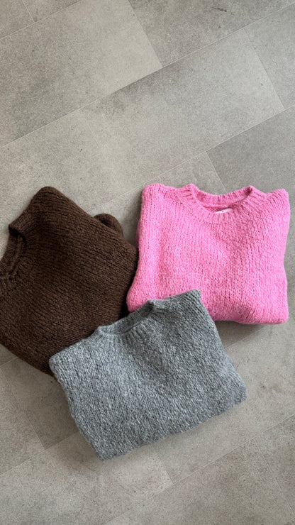 BASIC KNIT PULLOVER CHOCLATE