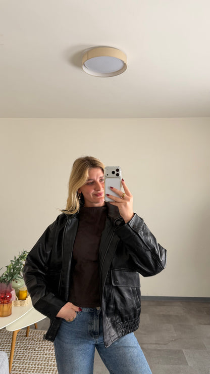 BIKER LEATHER JACKET BLACK