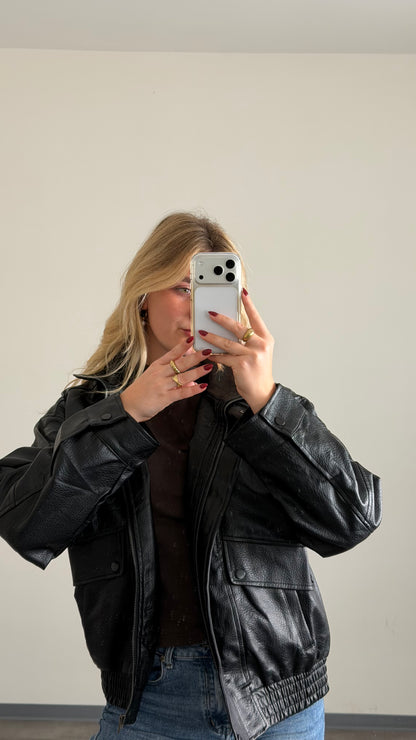 BIKER LEATHER JACKET BLACK