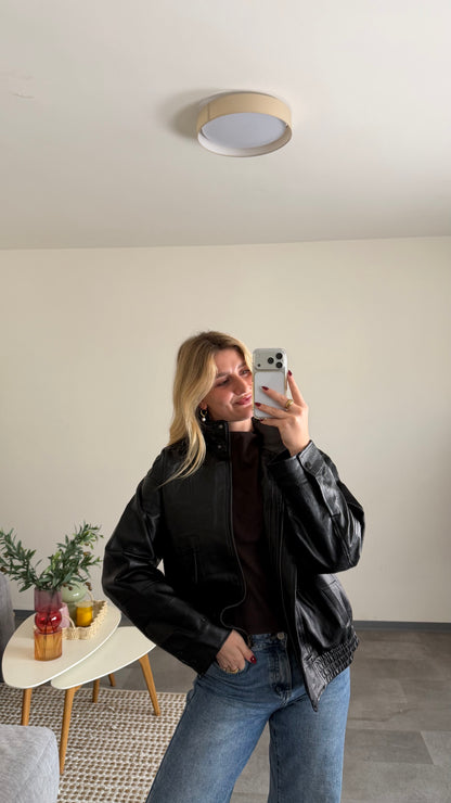 BIKER LEATHER JACKET BLACK
