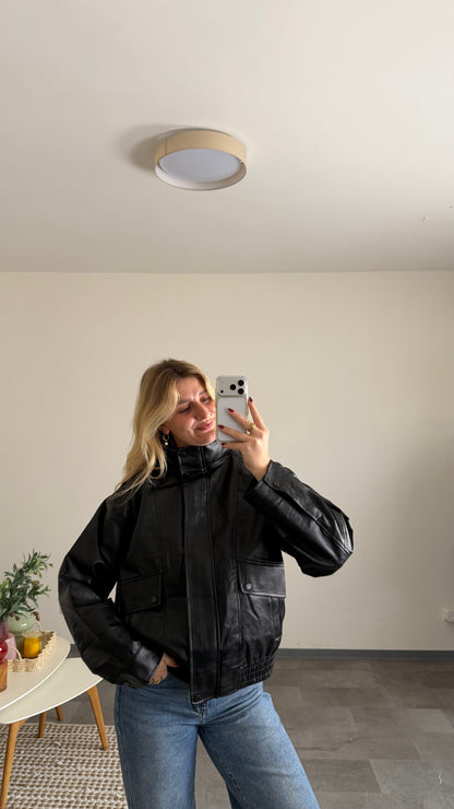BIKER LEATHER JACKET BLACK