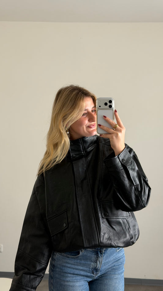 BIKER LEATHER JACKET BLACK