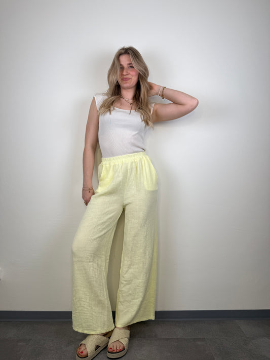 gelbe Musselinhose lang