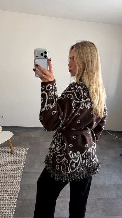 PAISLEY CARDIGAN BROWN MIT FRANSEN