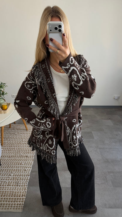 PAISLEY CARDIGAN BROWN MIT FRANSEN