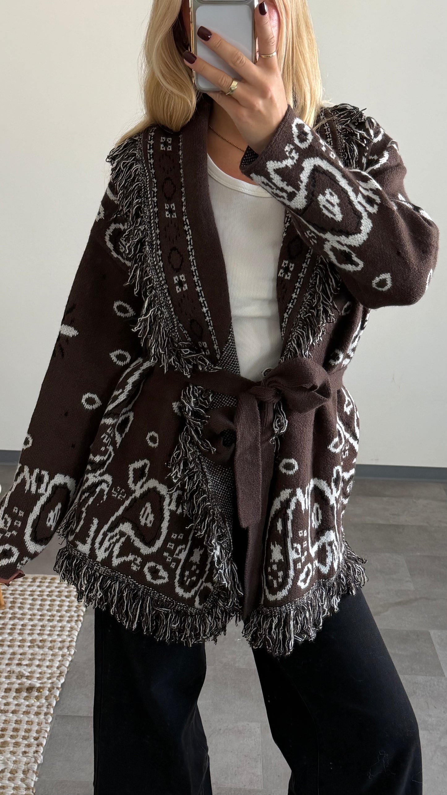 PAISLEY CARDIGAN BROWN MIT FRANSEN