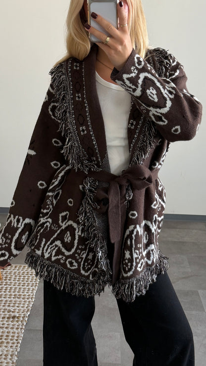 PAISLEY CARDIGAN BROWN MIT FRANSEN