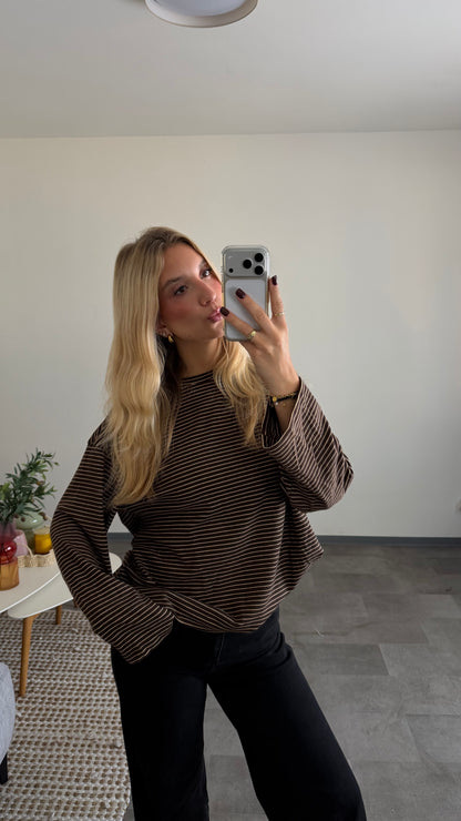 SOFT STRIPED LONGSLEEVE BROWN