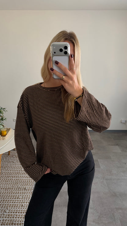 SOFT STRIPED LONGSLEEVE BROWN