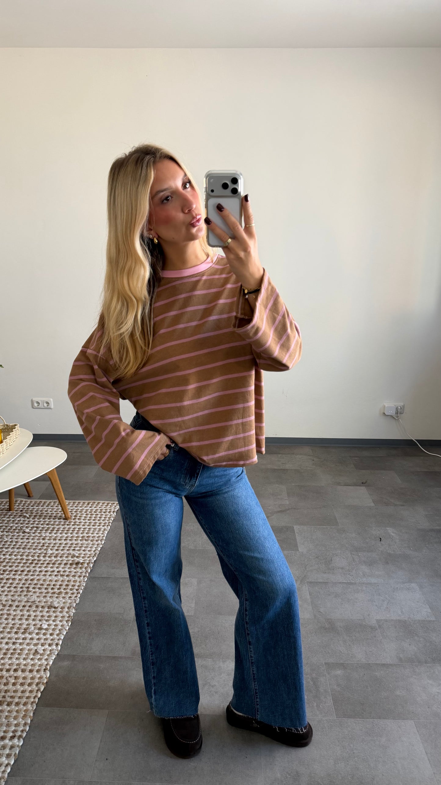STRIPED LONGSLEEVE CAMEL PINK