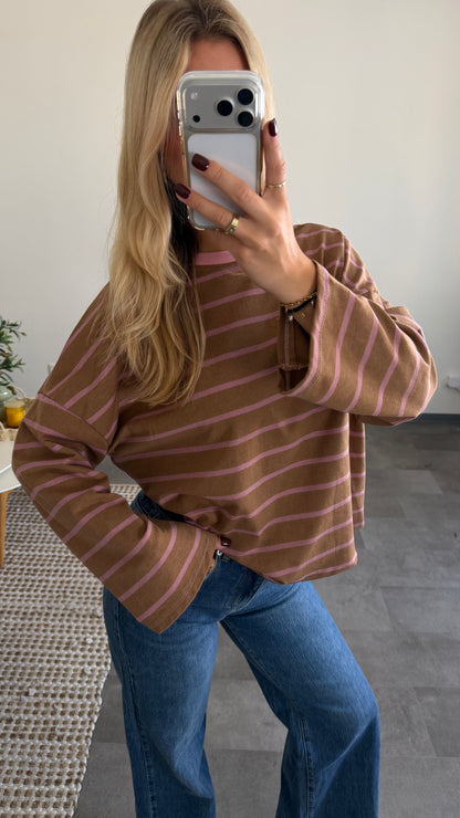 STRIPED LONGSLEEVE CAMEL PINK