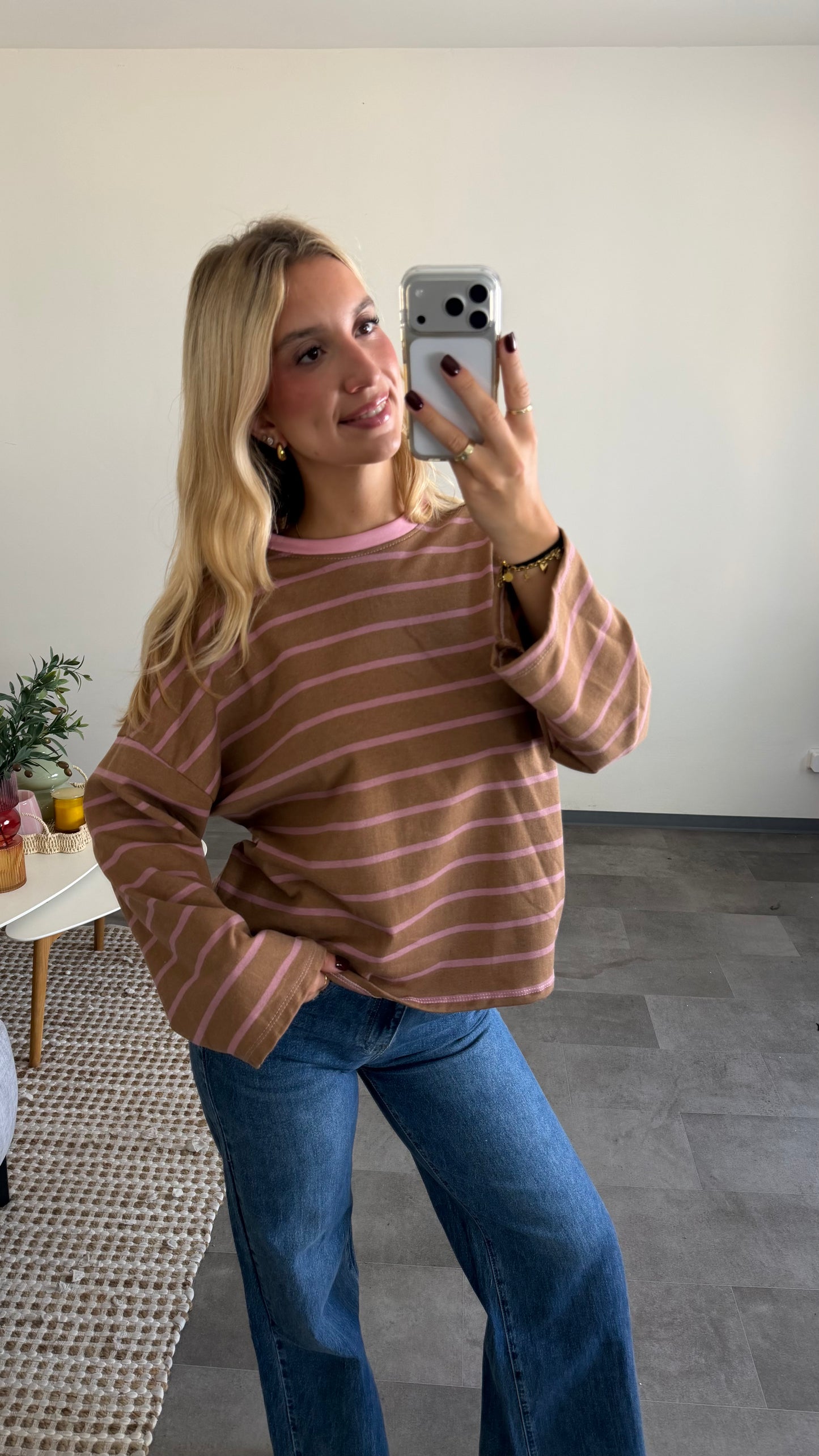 STRIPED LONGSLEEVE CAMEL PINK