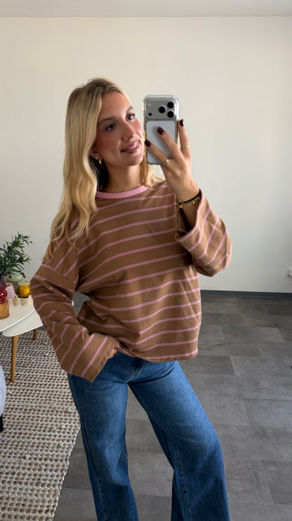 STRIPED LONGSLEEVE CAMEL PINK