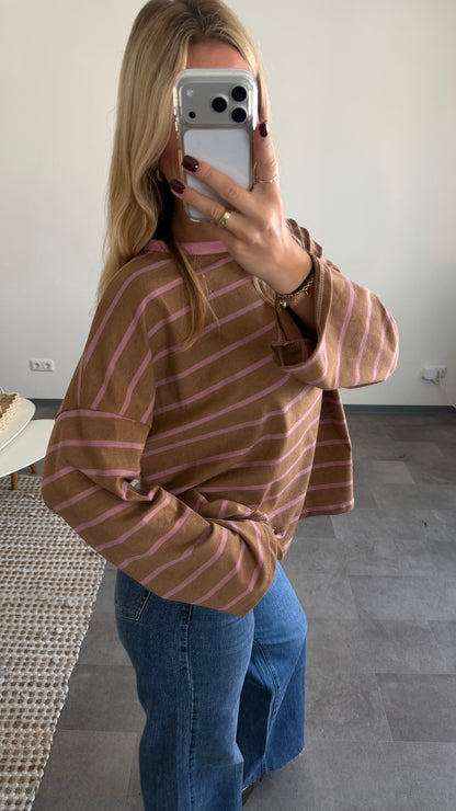 STRIPED LONGSLEEVE CAMEL PINK