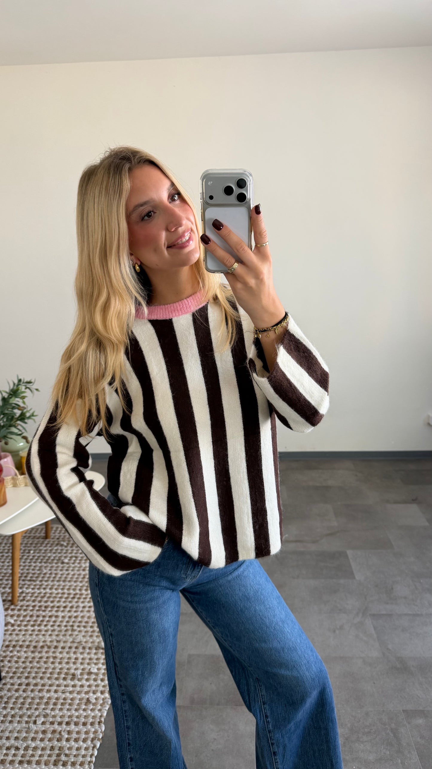 SELF LOVE STRIPED PULLI BROWN BEIGE PINK