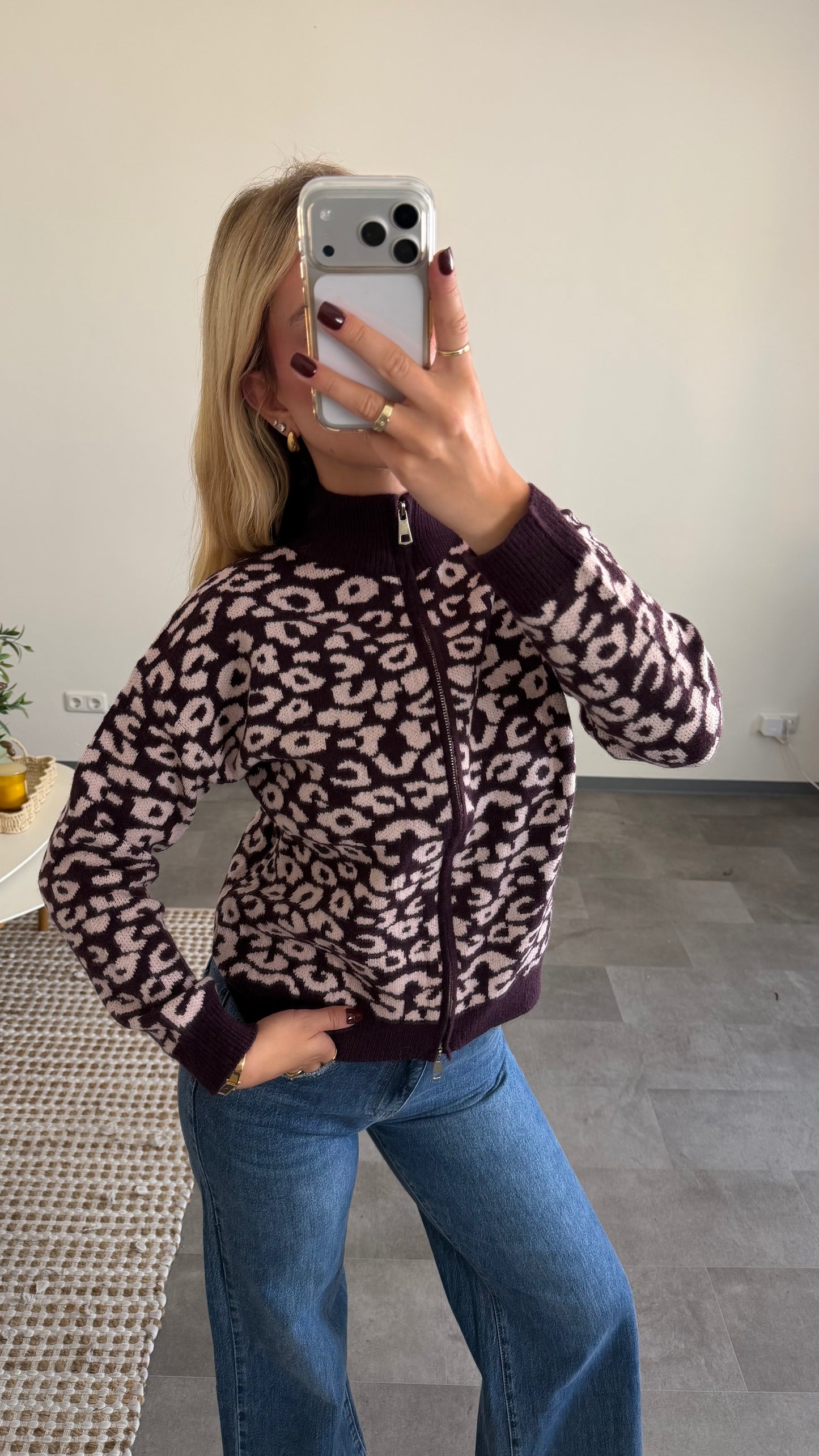 ZIP CARDIGAN LEO BURGUNDY