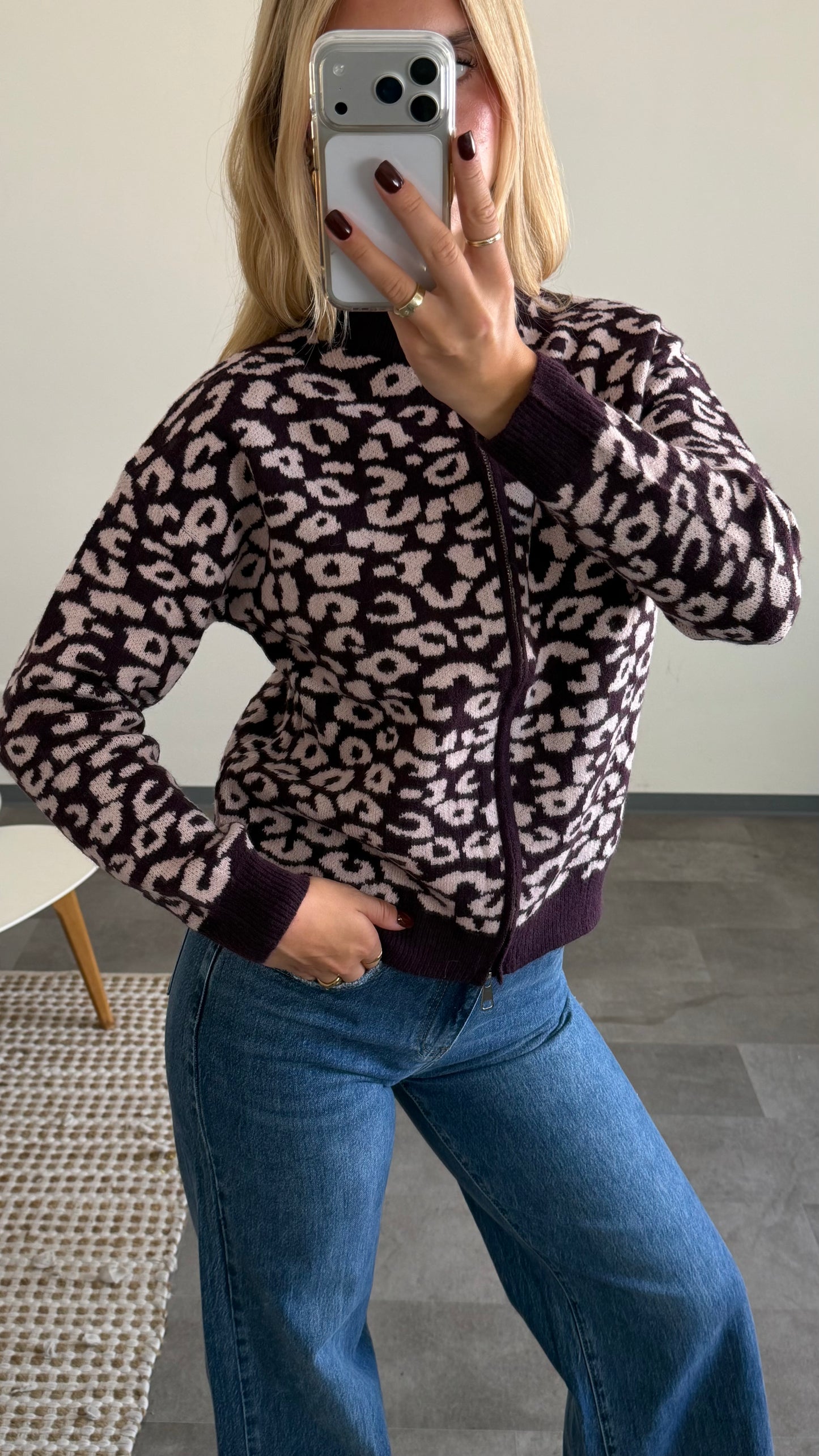 ZIP CARDIGAN LEO BURGUNDY