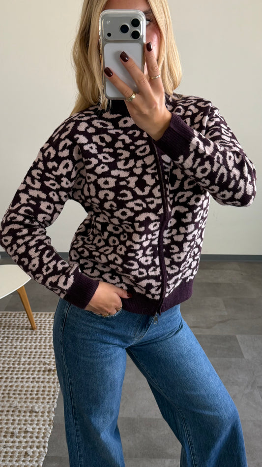 ZIP CARDIGAN LEO BURGUNDY