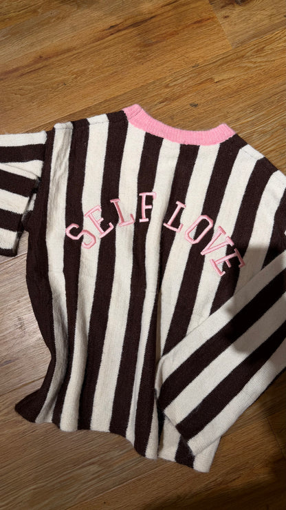 SELF LOVE STRIPED PULLI BROWN BEIGE PINK