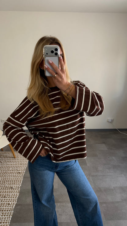 STRIPED LONGSLEEVE CHOCLATE WHITE