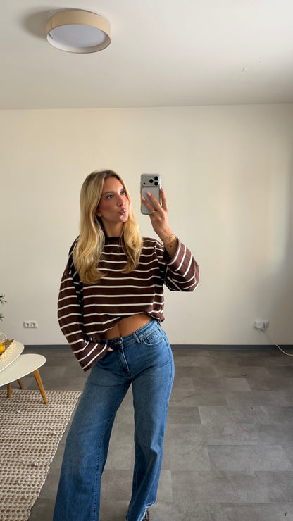 STRIPED LONGSLEEVE CHOCLATE WHITE