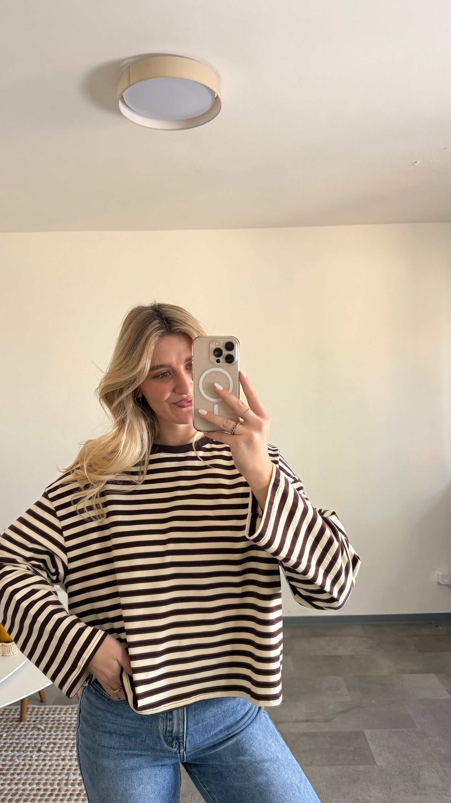 STRIPED LONGSLEEVE BEIGE BROWN