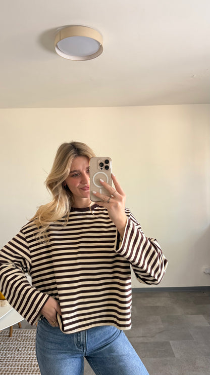 STRIPED LONGSLEEVE BEIGE BROWN