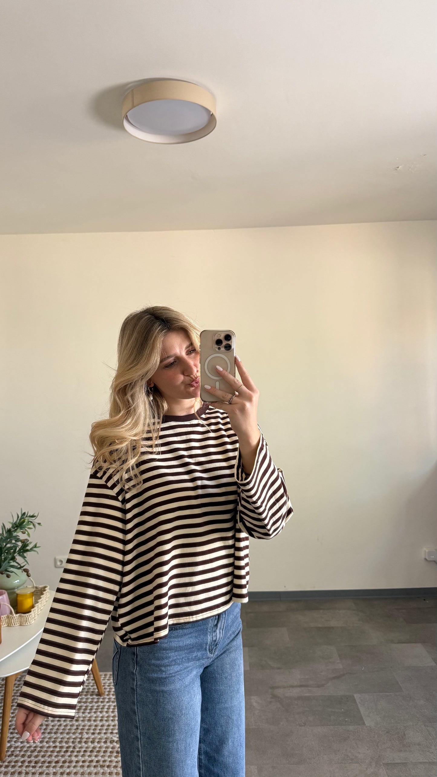 STRIPED LONGSLEEVE BEIGE BROWN