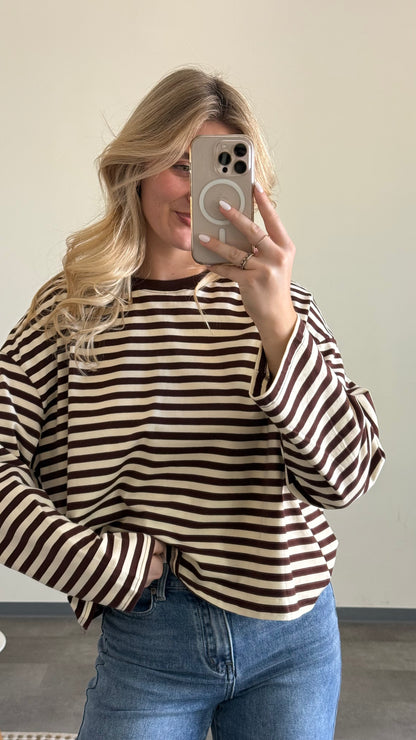 STRIPED LONGSLEEVE BEIGE BROWN