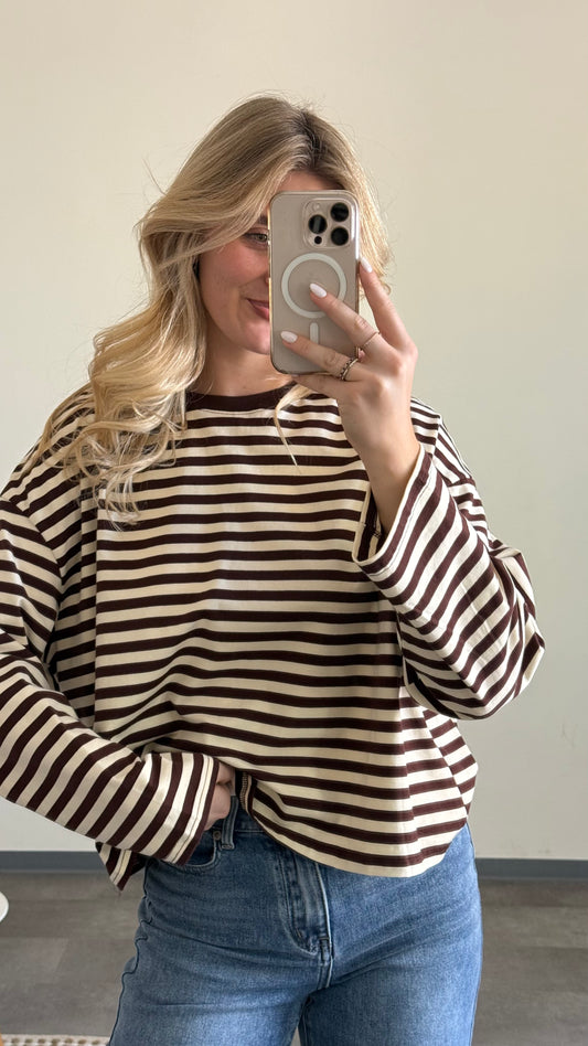 STRIPED LONGSLEEVE BEIGE BROWN