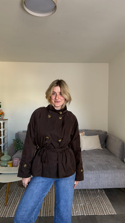 CROP TRENCHCOAT CHOCLATE