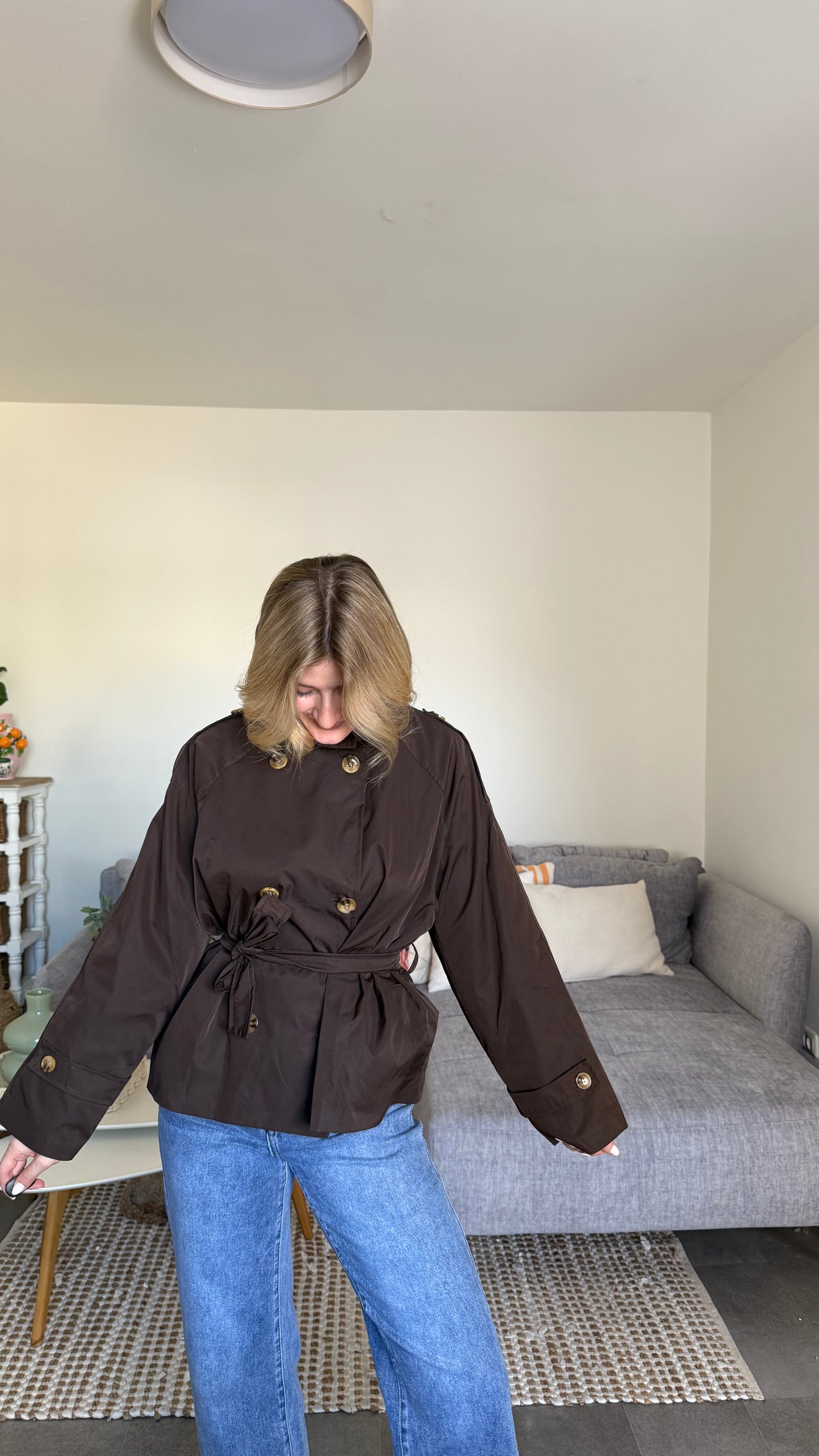 CROP TRENCHCOAT CHOCLATE