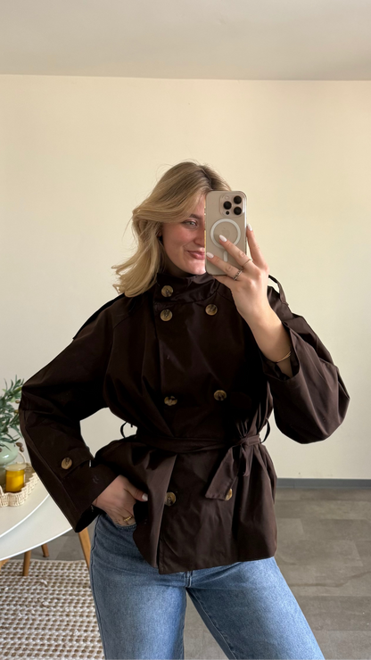 CROP TRENCHCOAT CHOCLATE