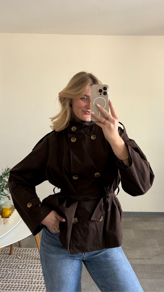 CROP TRENCHCOAT CHOCLATE