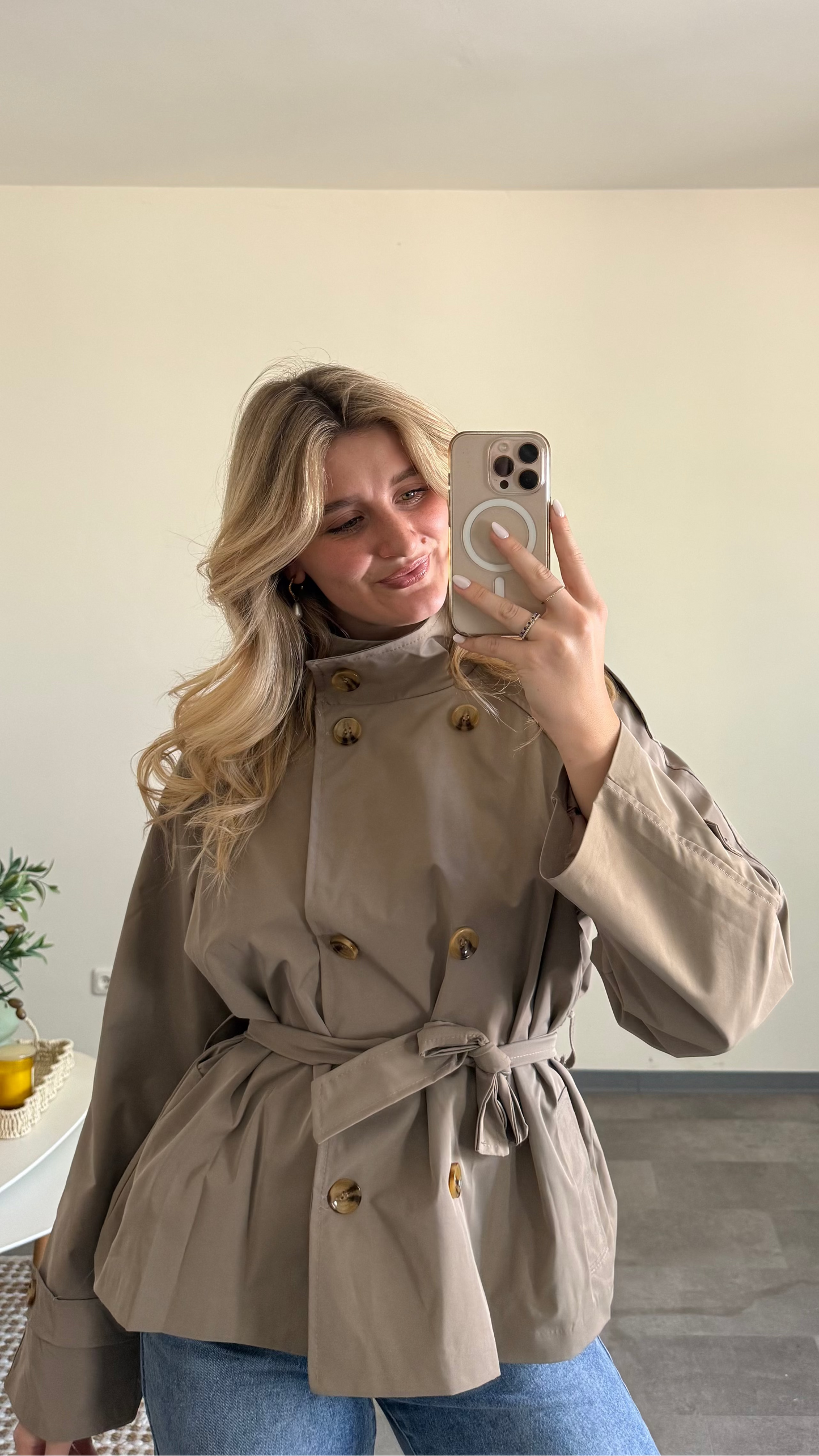 CROP TRENCHCOAT BEIGE