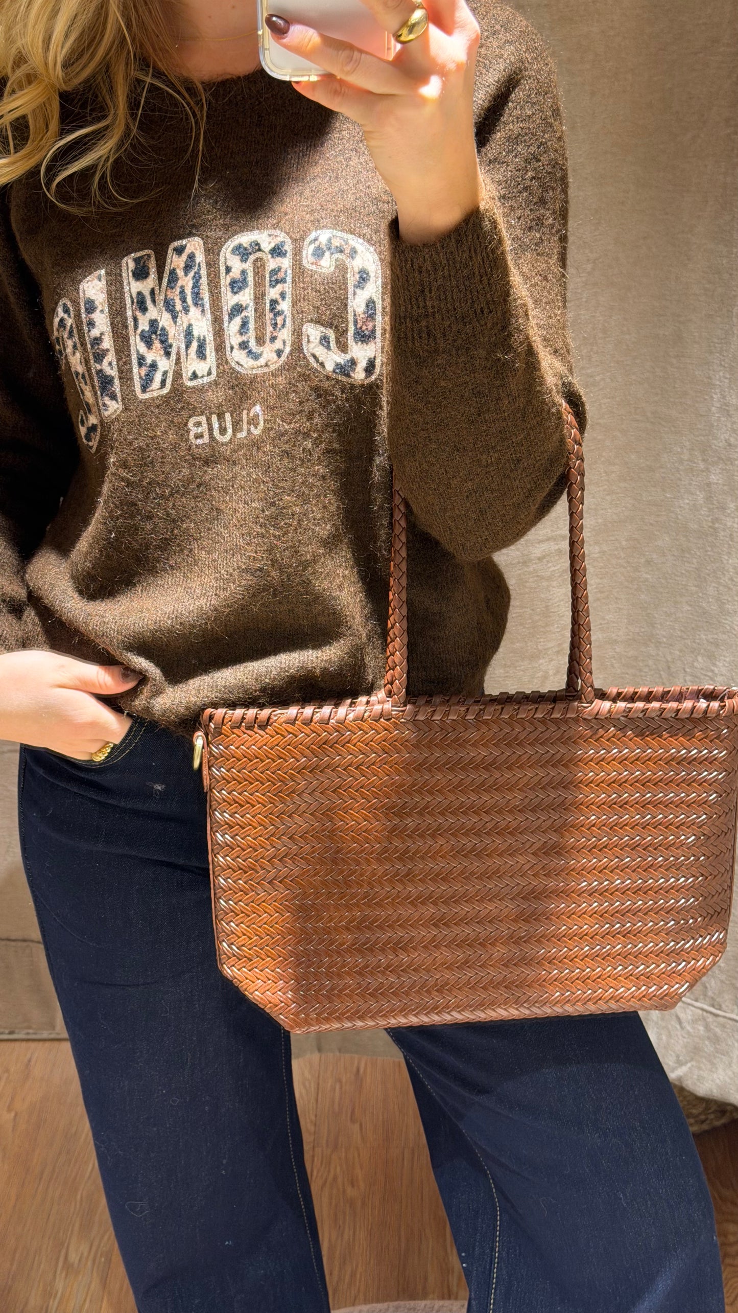 BRAIDED STRAIGT BAG BROWN