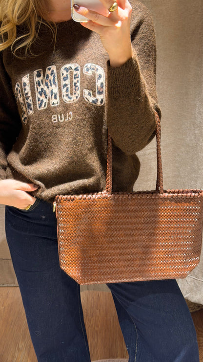 BRAIDED STRAIGT BAG BROWN