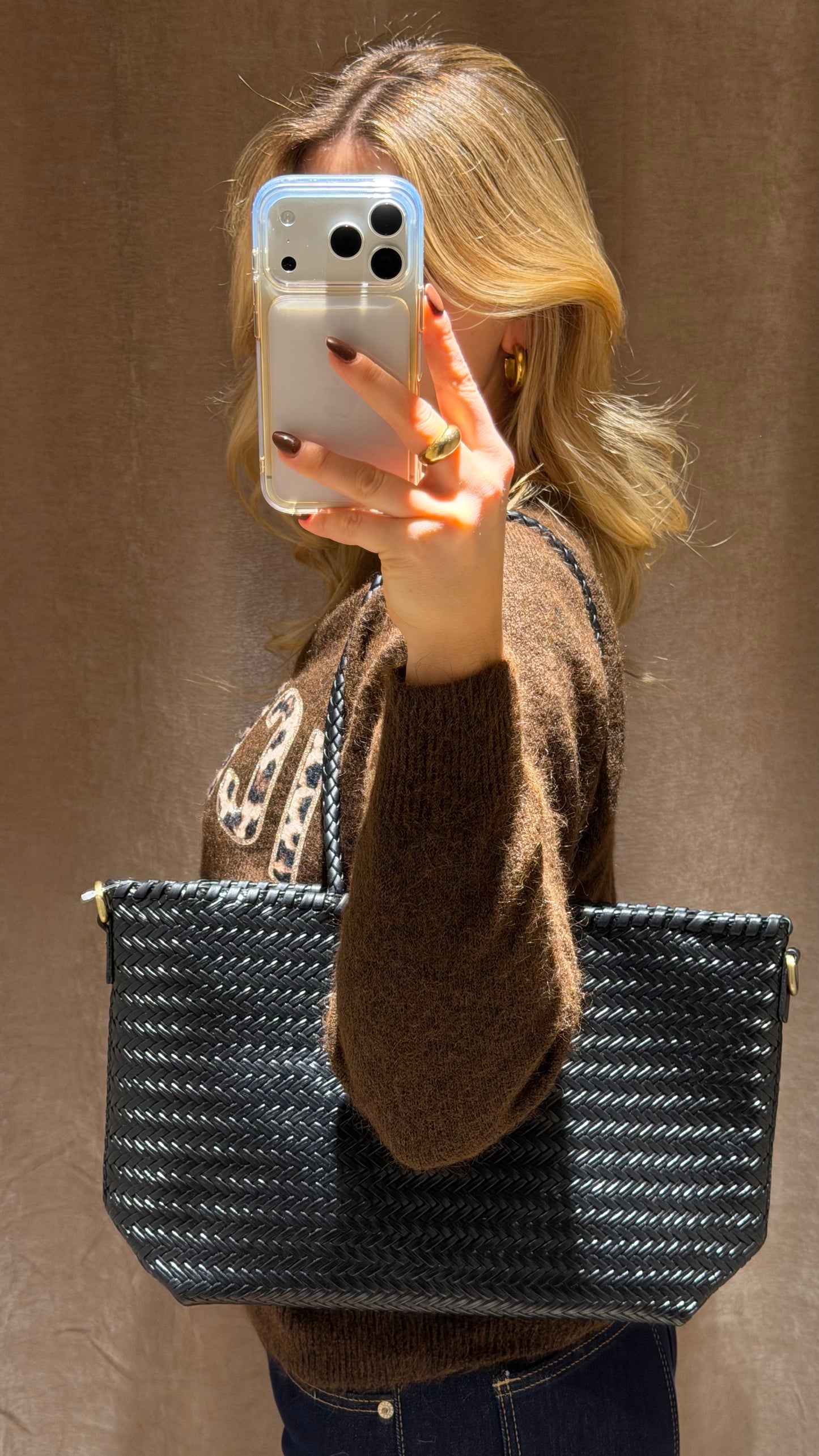 BRAIDED STRAIGT BAG BLACK