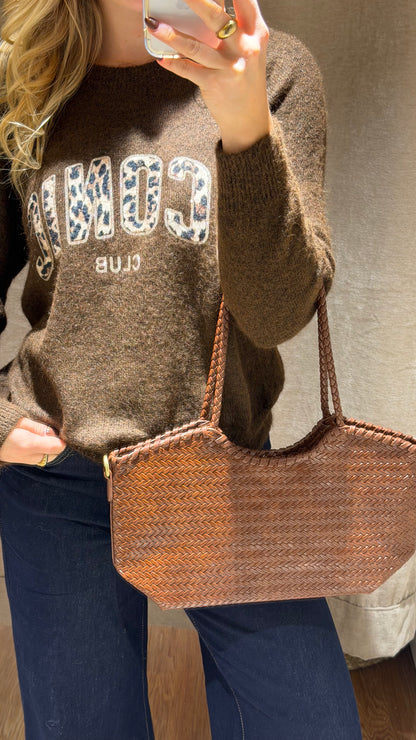 BRAIDED CURVE BAG BROWN