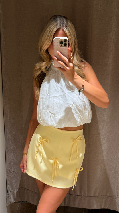BUTTER YELLOW BOW SKORT