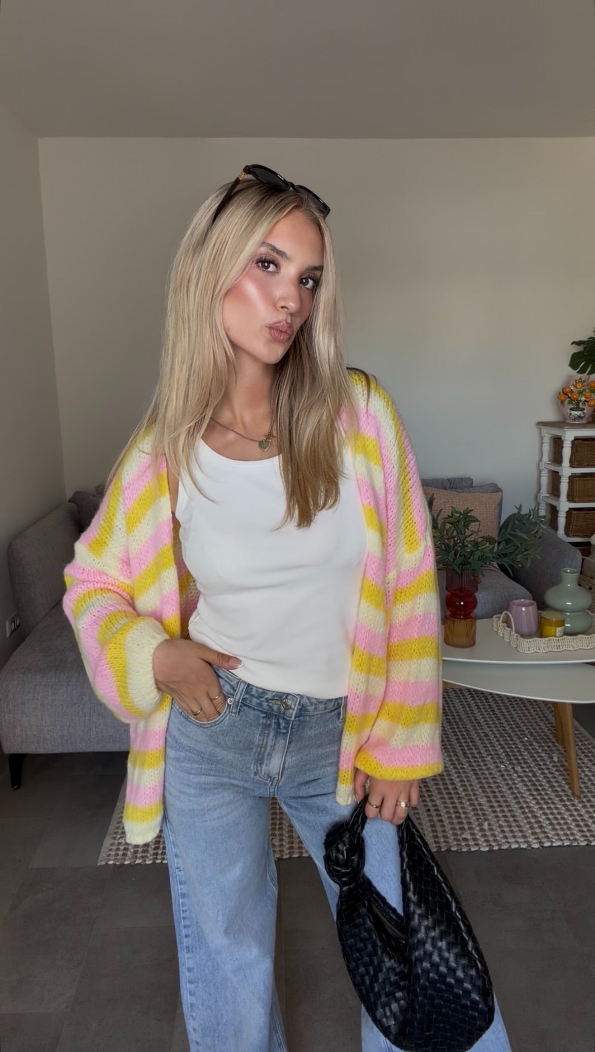 SOFT STRIPED CARDIGAN LEMONADE