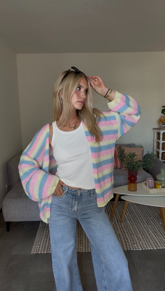 SOFT STRIPED CARDIGAN CANDY