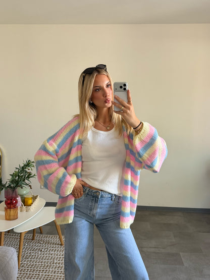 SOFT STRIPED CARDIGAN CANDY