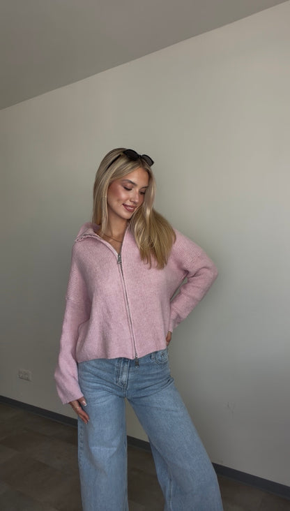 ZIP CARDIGAN BLUSH